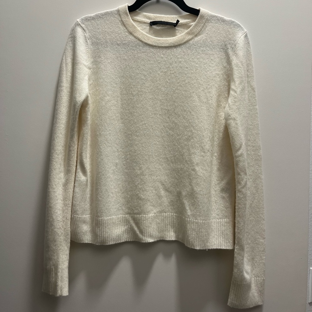 JENNI KAYNE Women's Cashmere/Wool Blend Crewneck Sweater in Cream (M)